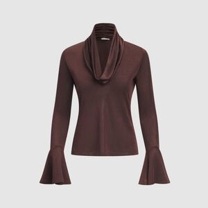 NWT! Laura Metallic Cowl Neck Top With Bell Sleeves, Small